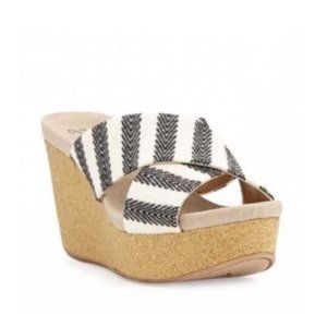 SPLENDID Grand Canvas Crisscross Cork Wedge Sandal 7.5